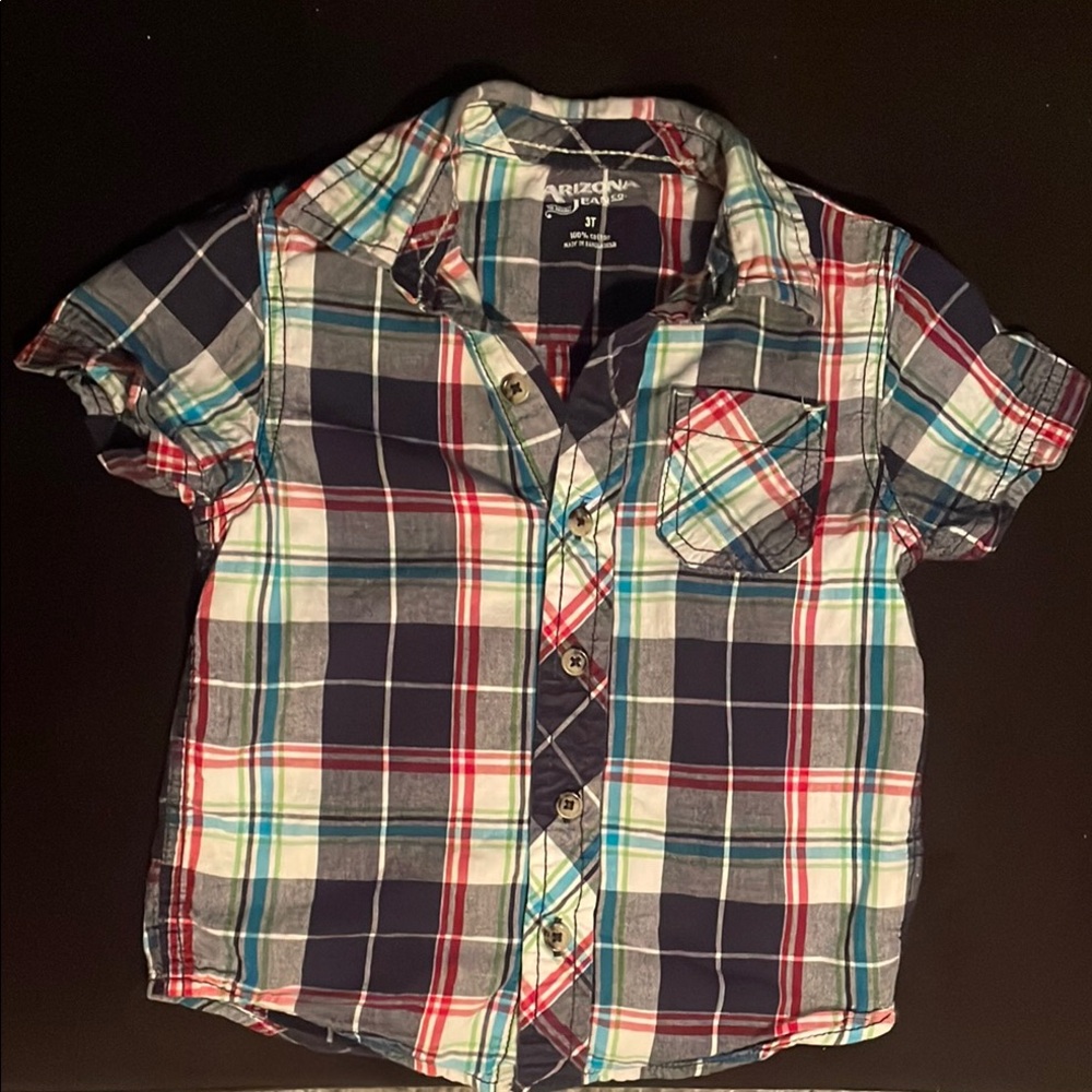Arizona Jean Company Blue and Red Button Down Shirt Casual Plaid